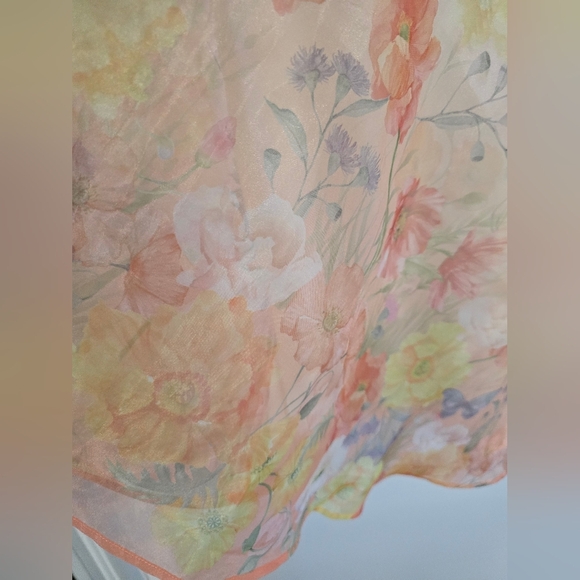 Rachel Zoe Floral A-Line Skirt Ivory Beige Flowers Midi Size M - Picture 5 of 9